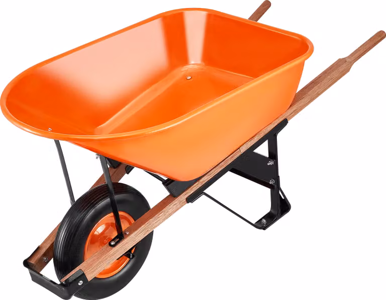 Carrello da giardino SucceBuy, capacità di carico di 6 piedi cubi e 330 libbre, carrello ribaltabile da giardino a una ruota con manico in metallo e ruote larghe 16 pollici, carrello da giardino versatile e facile da caricare, ideale per prati e fattorie