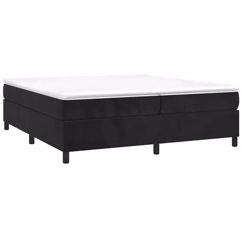 Letto Ibrido vidaXL con Materasso a Molle in Velluto Nero e Bianco L: 200 cm, P: 200 cm, H: 203 cm – 2