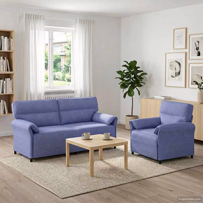 Set di 2 divani moderni vidaXL in tessuto blu con struttura in metallo per il tuo soggiorno