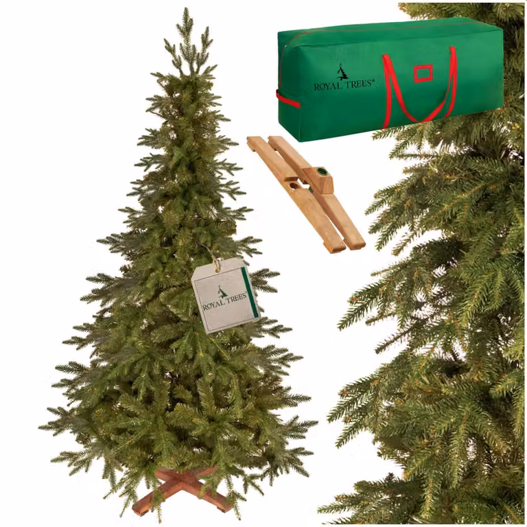 Albero di Natale Royal Trees® 240 cm – Abete artificiale premium, albero di Natale realistico e folto | Albero di Natale deluxe realistico, con supporto in legno incluso