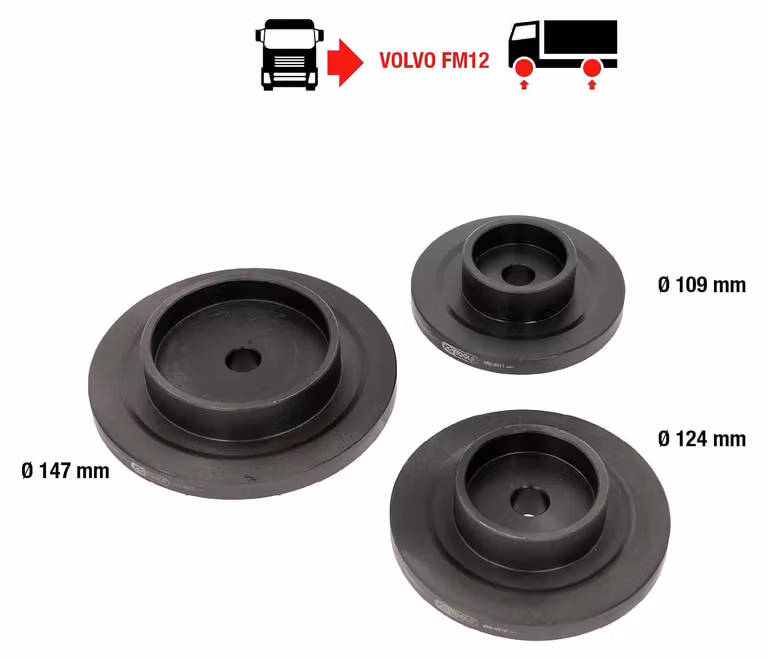 KS-Tools 460.4010 Set di utensili per l'installazione e la rimozione dei cuscinetti del mozzo per VOLVO, 3 pezzi