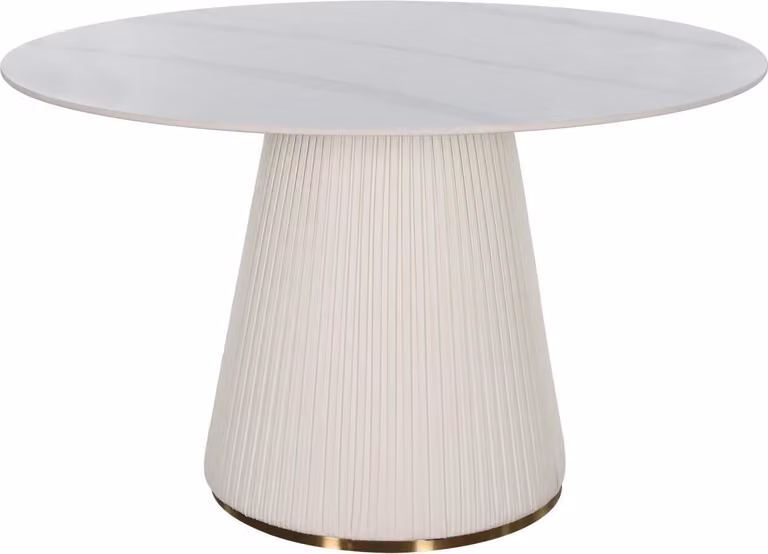FURNLUX Tavolo da pranzo Modig Marble White And Cream White And Gold 120cm / Colore principale: Bianco / Dimensioni: 120 x 75 x 120 cm
