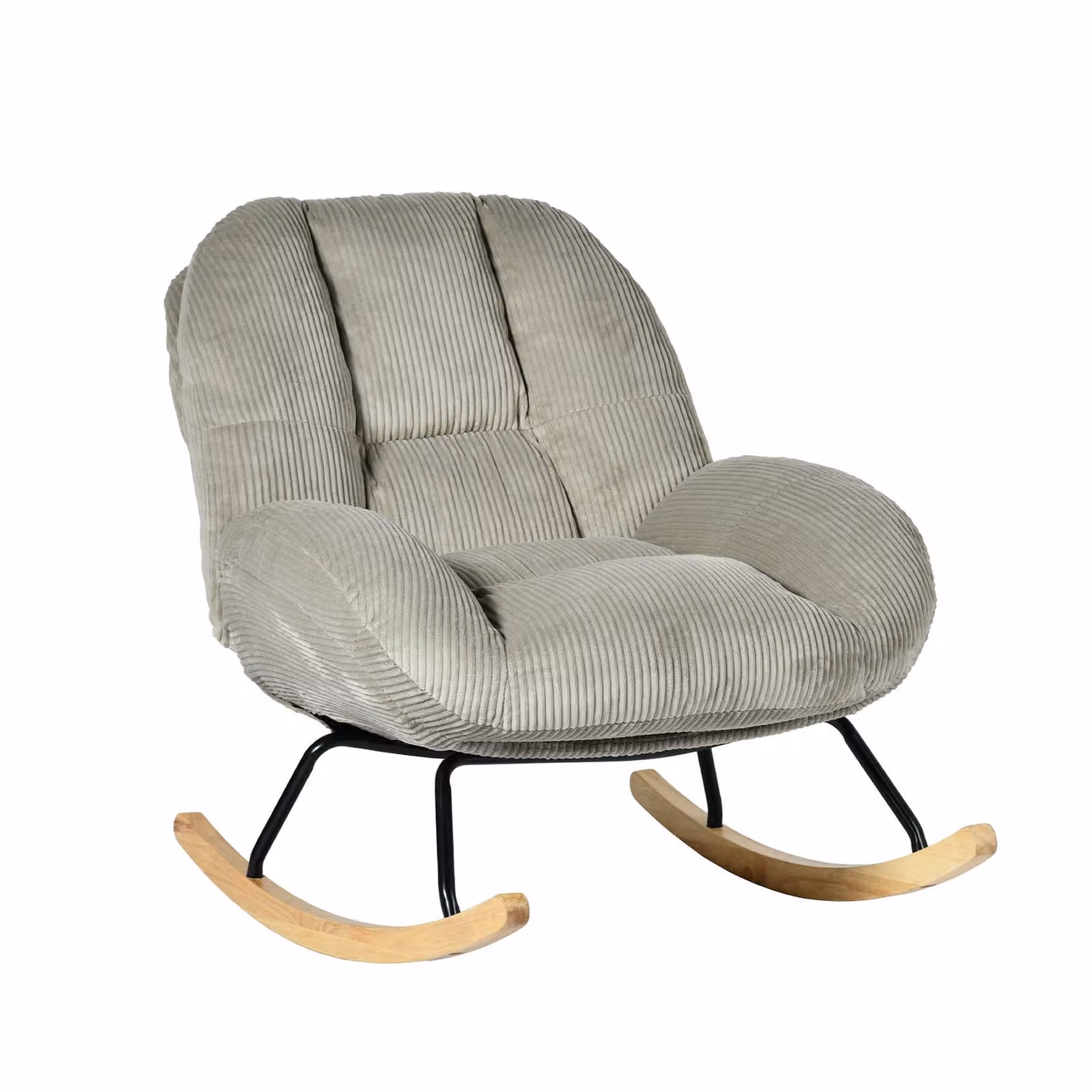 Meubles Cosy: poltrona a dondolo in velluto scandinava con braccioli, per il soggiorno o la camera da letto, grigia – LITHOPS