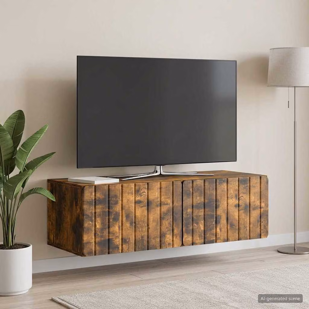 vidaXL Mobile Porta TV da Muro Moderno in Legno Marrone L: 98 cm, P: 41 cm, H: 30 cm