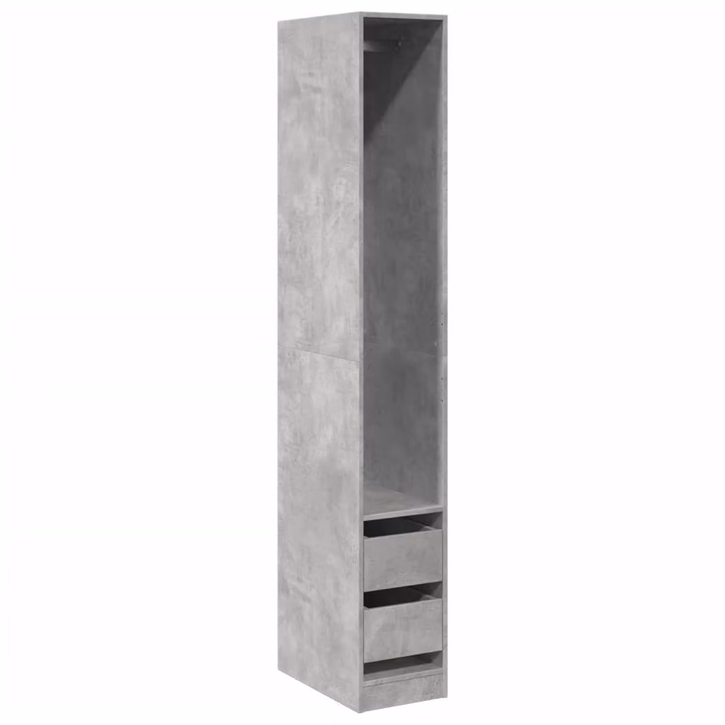 Armadio Grigio Cemento 30x50x200 cm in Legno Multistrato