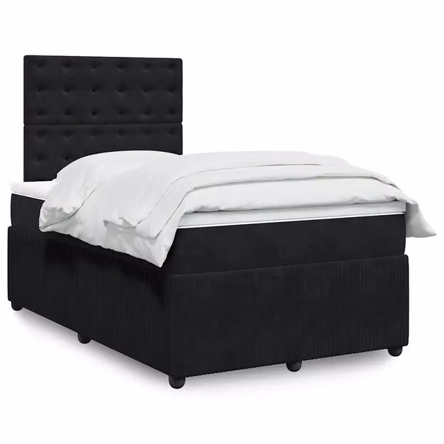 Giroletto a Molle con Materasso Nero 120x190 cm in Velluto 3292300
