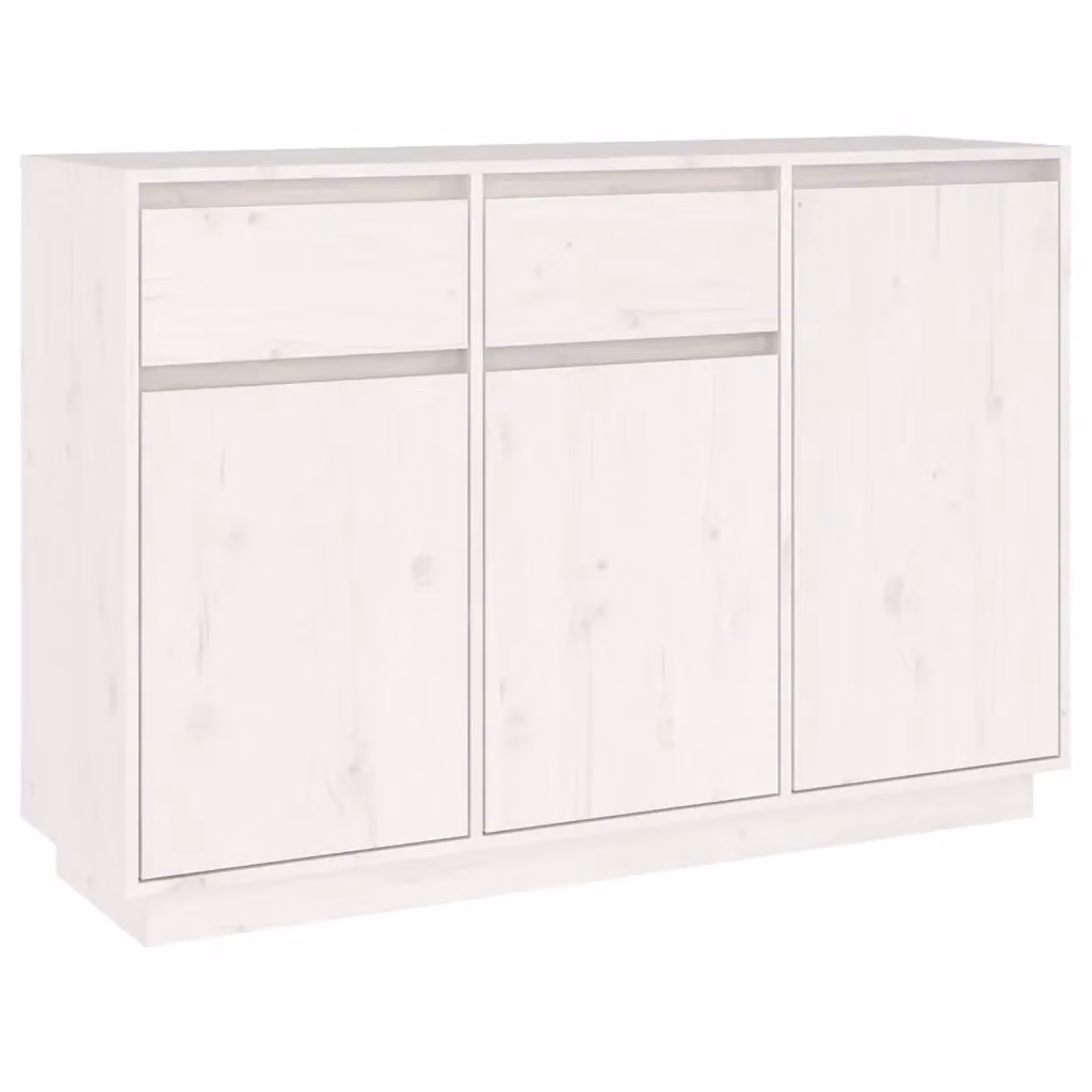 Credenza bianca in legno massello di pino vidaXL L: 110 cm, P: 34 cm, H: 75 cm – 2