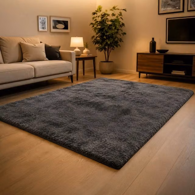 Tappeto da bagno DMORA Nero Antracite, 100% Poliestere, L/P: 67 x 67 cm, Altezza Pelo: 35 mm