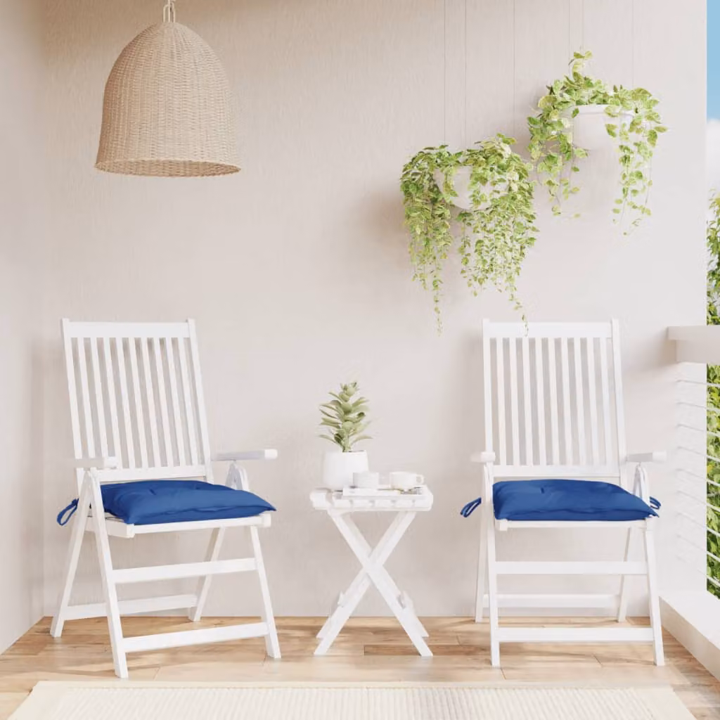 Set di 2 cuscini quadrati per sedia vidaXL in tessuto Oxford blu, idrorepellenti e traspiranti, L 40 cm x P 40 cm x H 7 cm