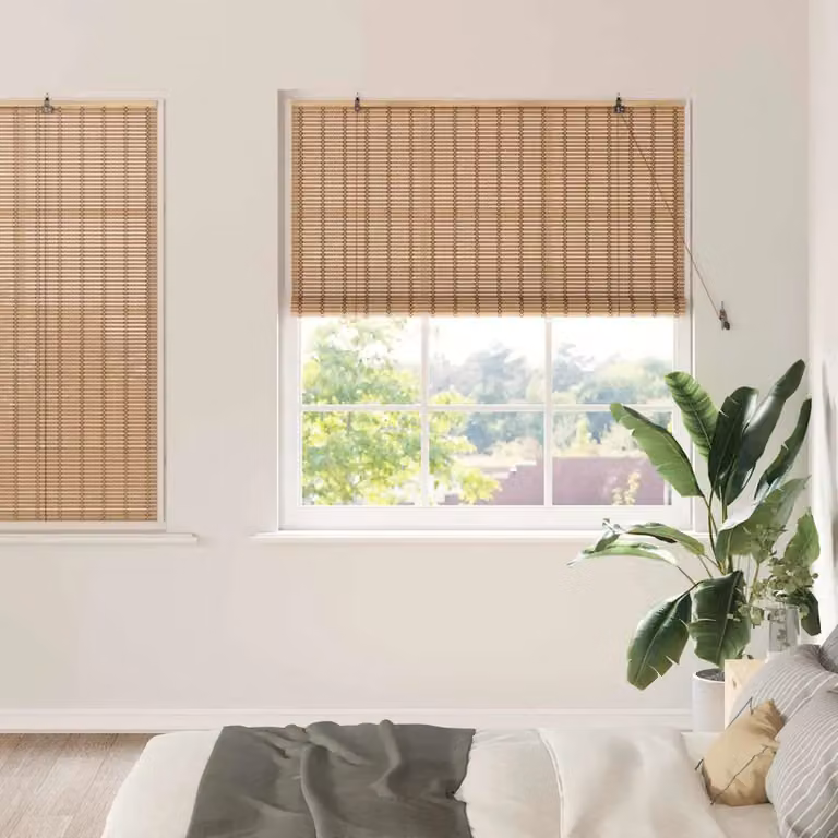 Tenda a rullo vidaXL in bambù color beige e marrone, resistente ai raggi UV, L: 150 cm x H: 160 cm