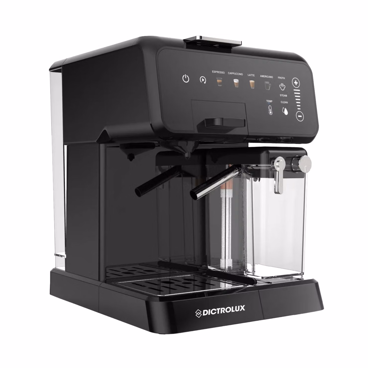 Macchina da Caffè Digitale 4 in 1 DICTROLUX Mozen Express & Milk da 1400 Watt, Colore Nero, Compatibile con Capsule Nespresso, DolceGusto, Lavazza A Modo Mio e Cialde ESE – 1