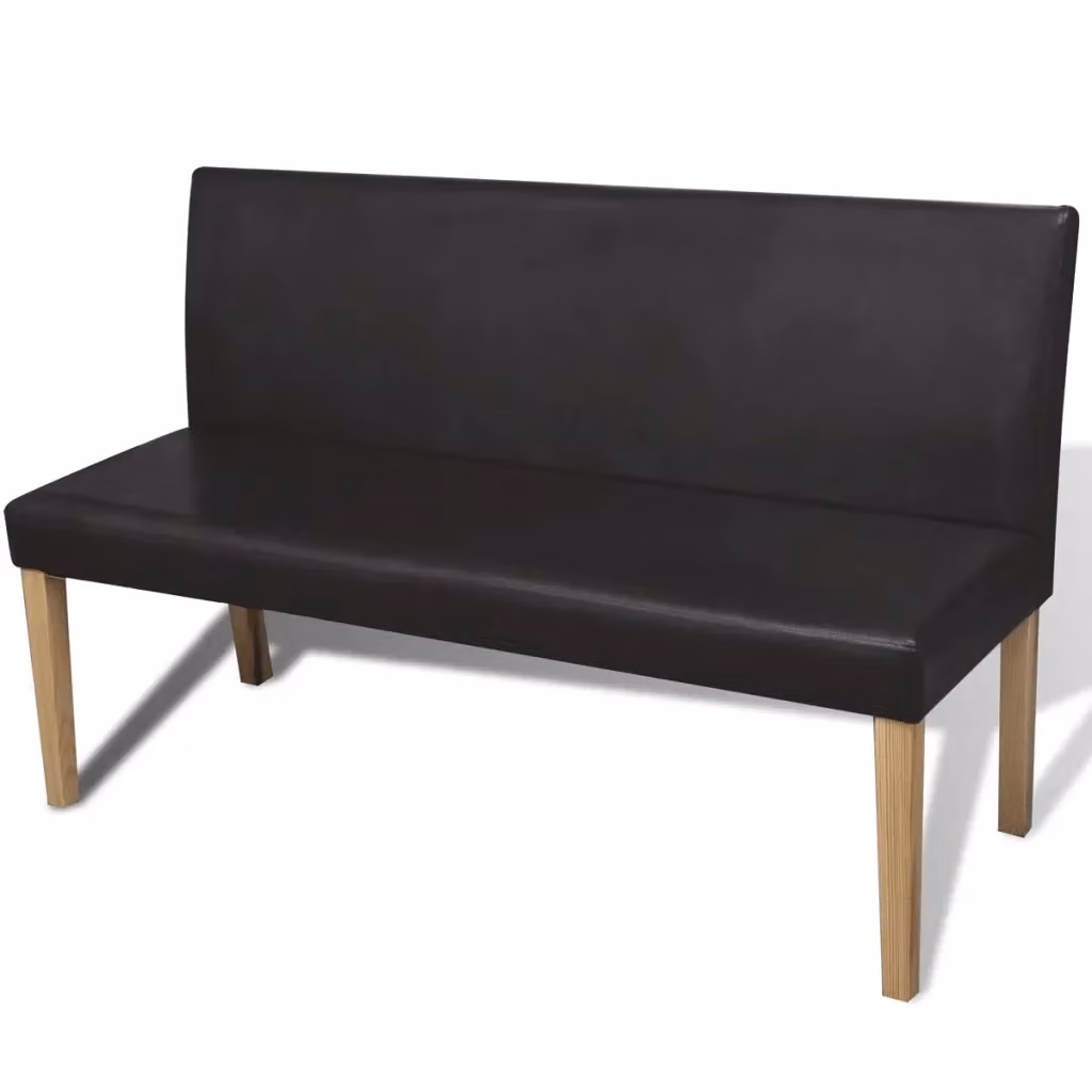 Panca VIDAXL in similpelle marrone scuro con struttura in legno di pino, L: 139,5 cm – 2