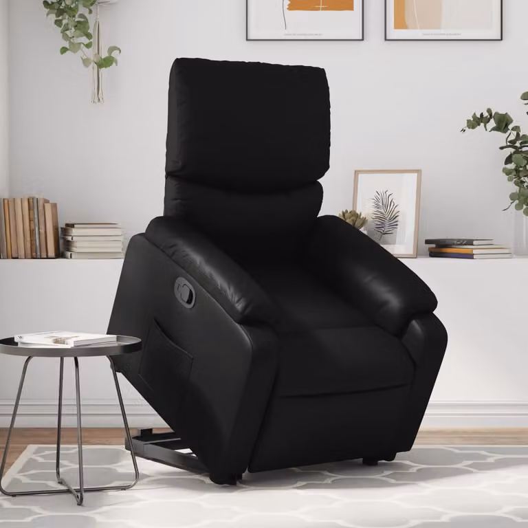 vidaXL Poltrona Alzapersona Reclinabile Nera in Similpelle con Assistenza Elettrica