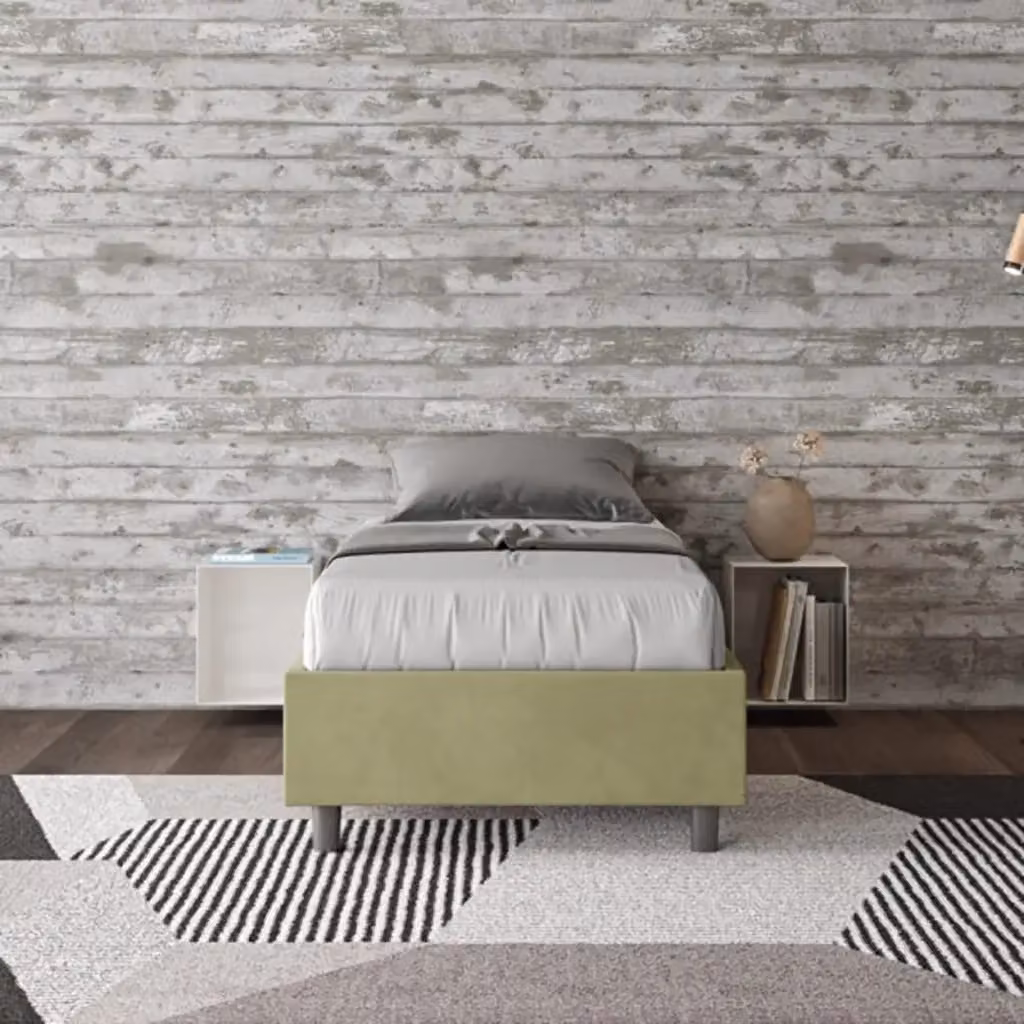 Letto singolo imbottito Azelia Ityhome in microfibra colore verde L 80 cm x P 190 cm – 2