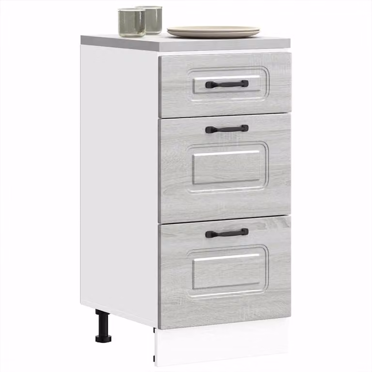 Base da cucina moderna vidaXL Kalmar in legno multistrato e MDF, Grigio Sonoma, L: 46 cm, P: 40 cm, H: 81,5 cm