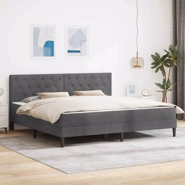 Struttura letto con materasso Grigio Scuro 180 x 200 cm Velluto 3415355