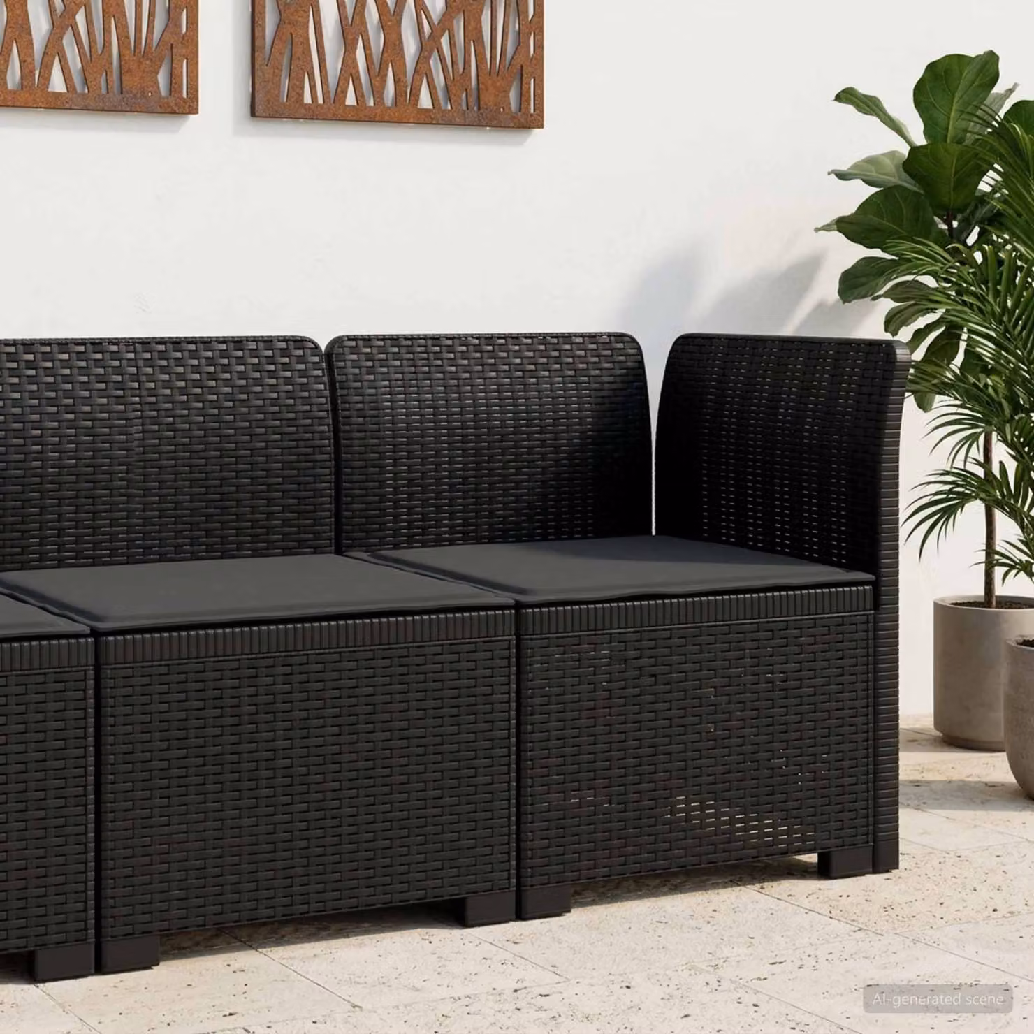 vidaXL Divano da Giardino a 1 Posto con Cuscino in Effetto Rattan, Colore Antracite e Nero