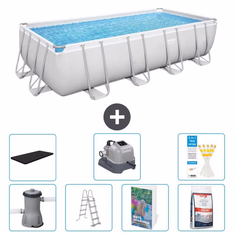 Bestway Power Steel, piscina rettangolare - 488x244x122 cm - composta da 6 parti, modello S649