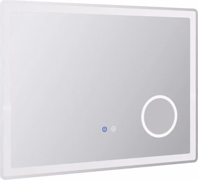 Specchio da bagno a LED con ingrandimento 3x e funzione touch, 80x60 cm, 3 colori di luce, antiappannamento.