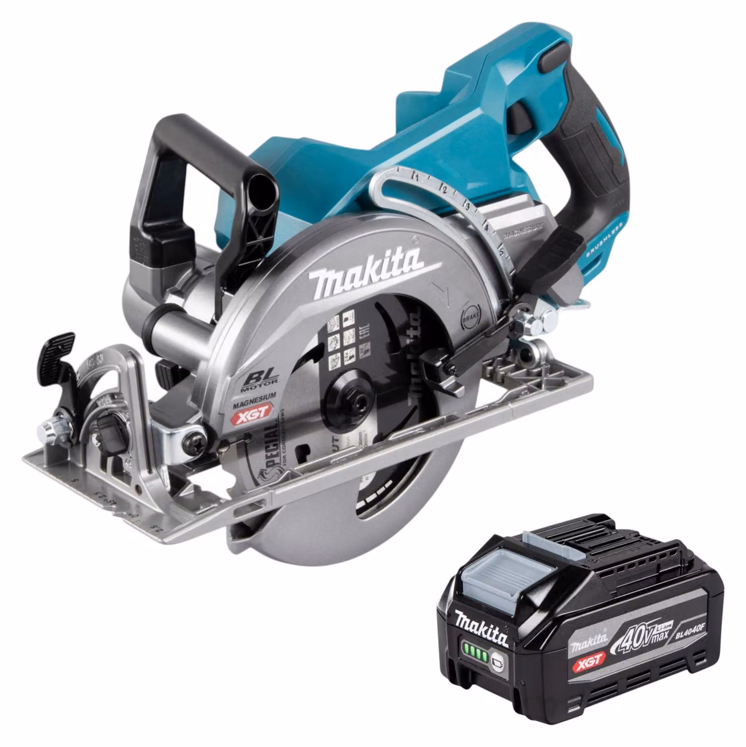 Sega circolare a batteria Makita RS 001 GU1 40 V max. 185 mm Brushless + 1 batteria da 4,0 Ah - senza caricabatterie