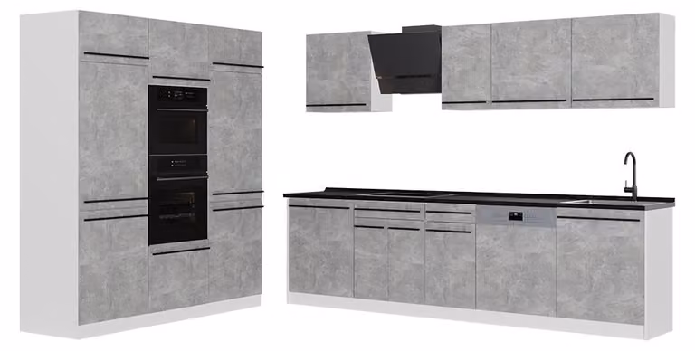 Cucina componibile Vicco R-Line Calcestruzzo/Bianco 180 cm piano di lavoro Antracite, Model 67017