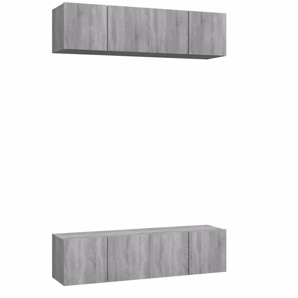 Set di 4 mobili TV da parete vidaXL in legno multistrato, colore grigio, L 60 cm x P 30 cm x H 30 cm – 2