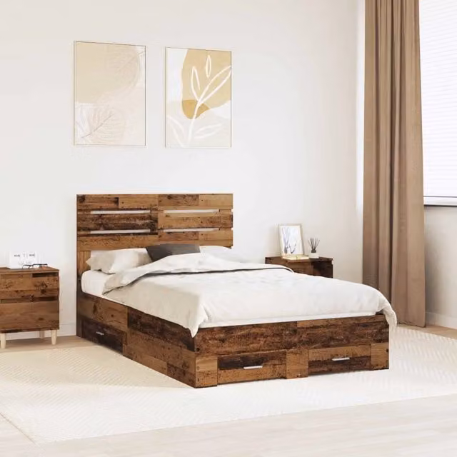 Struttura del letto con cassetto con testiera-Letto con Cassetti e Testiera Legno multistrato 984438