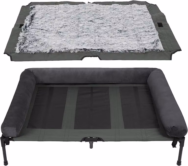 Letto rialzato per cani, taglia XXL, 130x90x18 cm, con tappetino in peluche, adatto per l'esterno