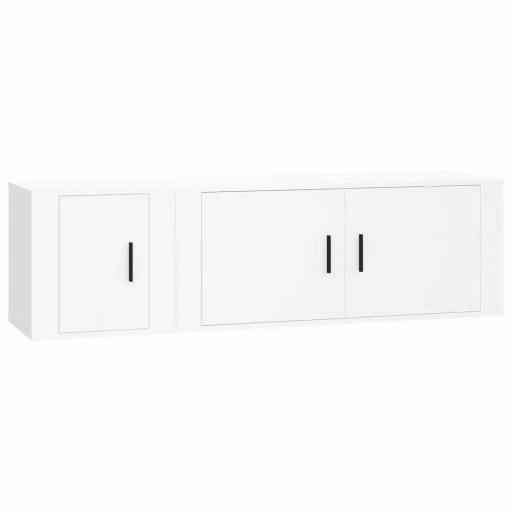 Set di mobili porta TV 2 pezzi vidaXL in legno multistrato bianco opaco per soggiorno – 2