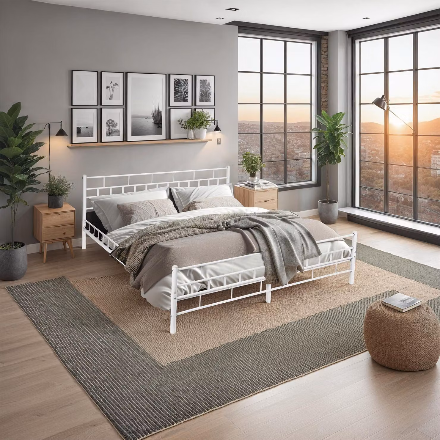 Letto moderno TecTake GmbH in legno di pino laccato bianco con rete a doghe elastiche L/P/H: 200 x 140 x 76 cm – 2