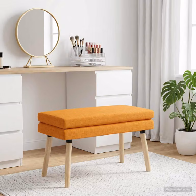 Panchina moderna vidaXL in legno e tessuto, colore giallo arancio, L 80 x P 40 x H 47 cm