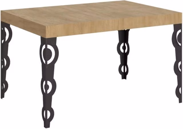 Tavolo allungabile Itamoby Karamay in legno di quercia color natura con gambe antracite, L: 140/400 cm, P: 90 cm