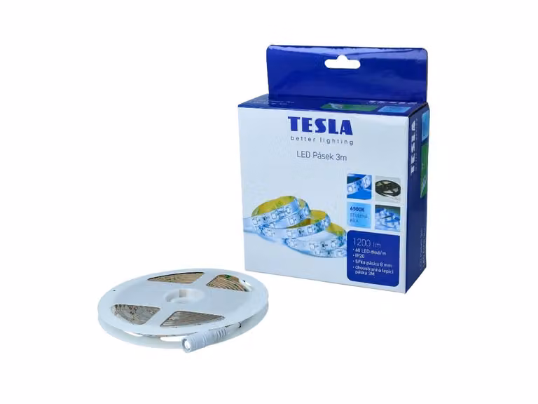 Striscia LED Tesla, 60LED/ m, lunghezza 3 m 1,5 m, 8 mm, 6500 K, SMD2835, IP20
