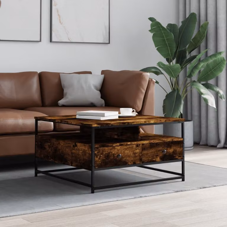 Maison Exclusive - Tavolino in rovere affumicato 80x80x45 cm Materiale ligneo
