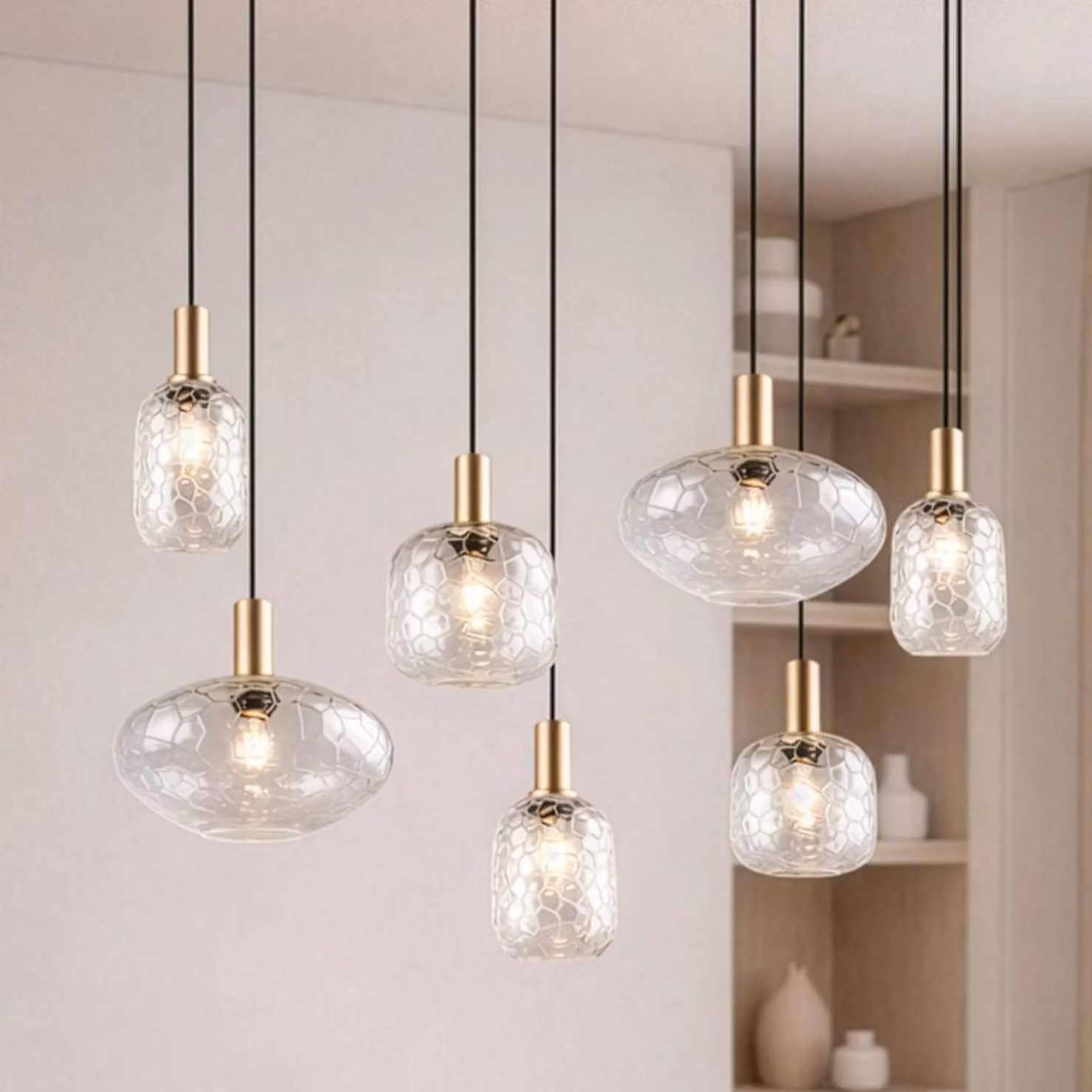 Reality Leuchten Lampada a sospensione Emelie, dimmerabile, Ottone / Oro, Soggiorno / Sala da pranzo, Metallo, Lampada a sospensione