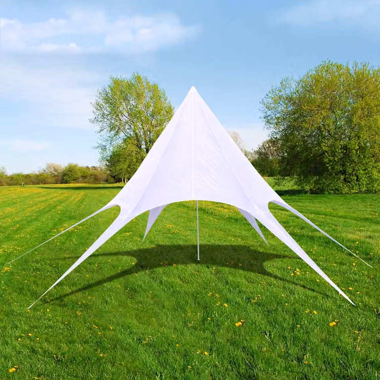 Gazebo Padiglione Stella Esagonale da Giardino vidaXL Bianco in Acciaio