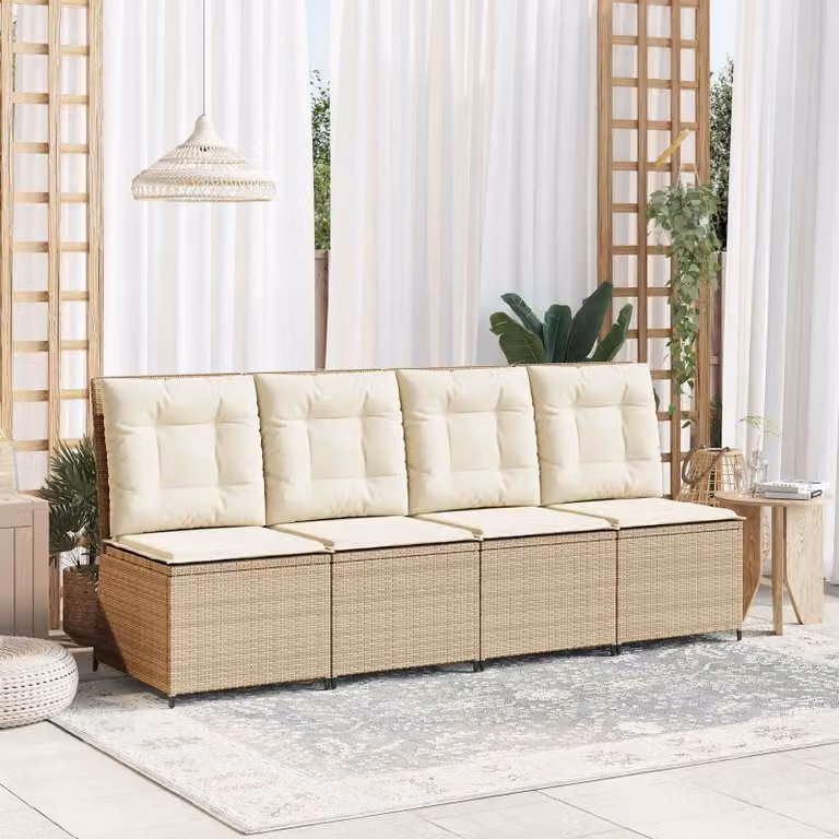 Maison Exclusive - Divano da giardino beige e crema in rattan sintetico