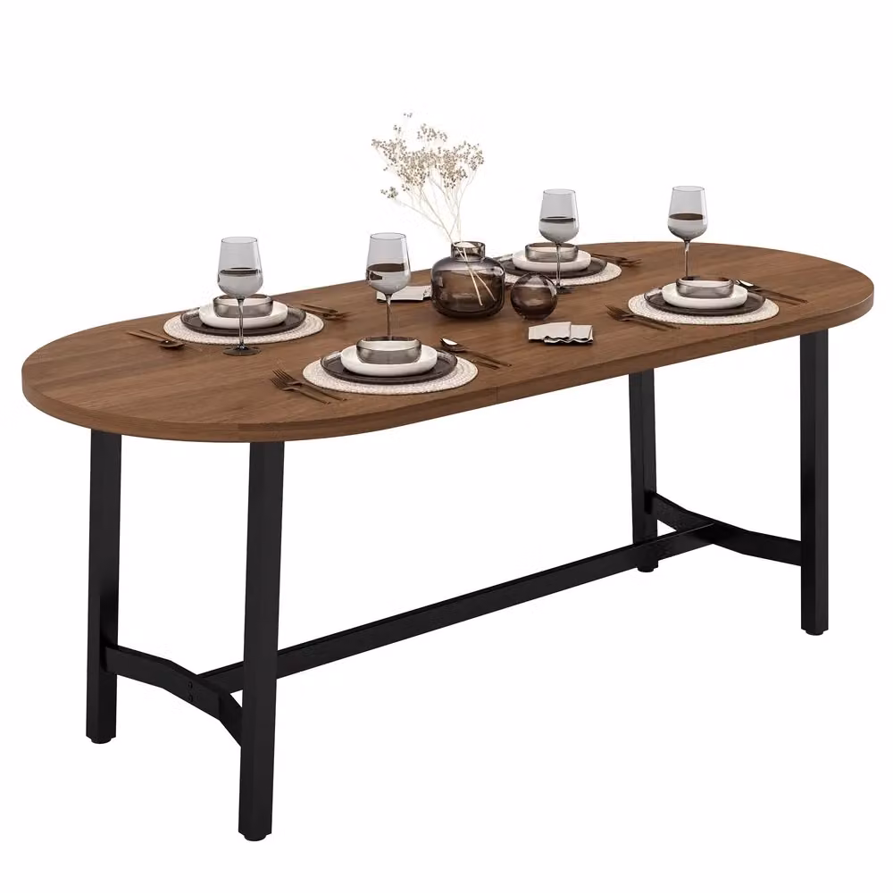 Tavolo da pranzo Minimal moderno colore noce con gambe in metallo L: 180 cm, P: 80 cm, H: 75 cm – 2