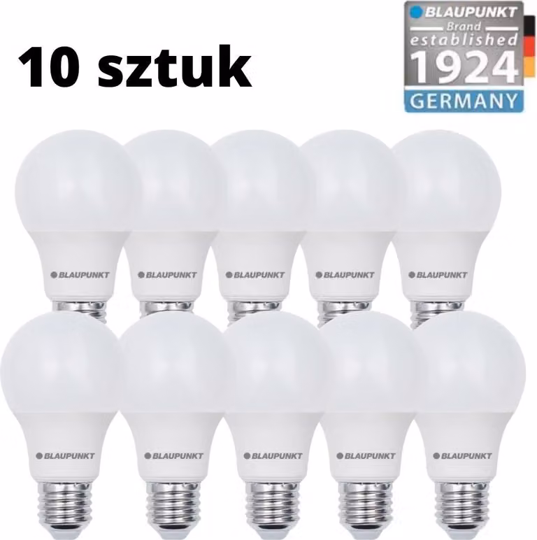 Confezione da 10 pezzi  - Blaupunkt Lampadine LED E27 8,5 W, luce calda