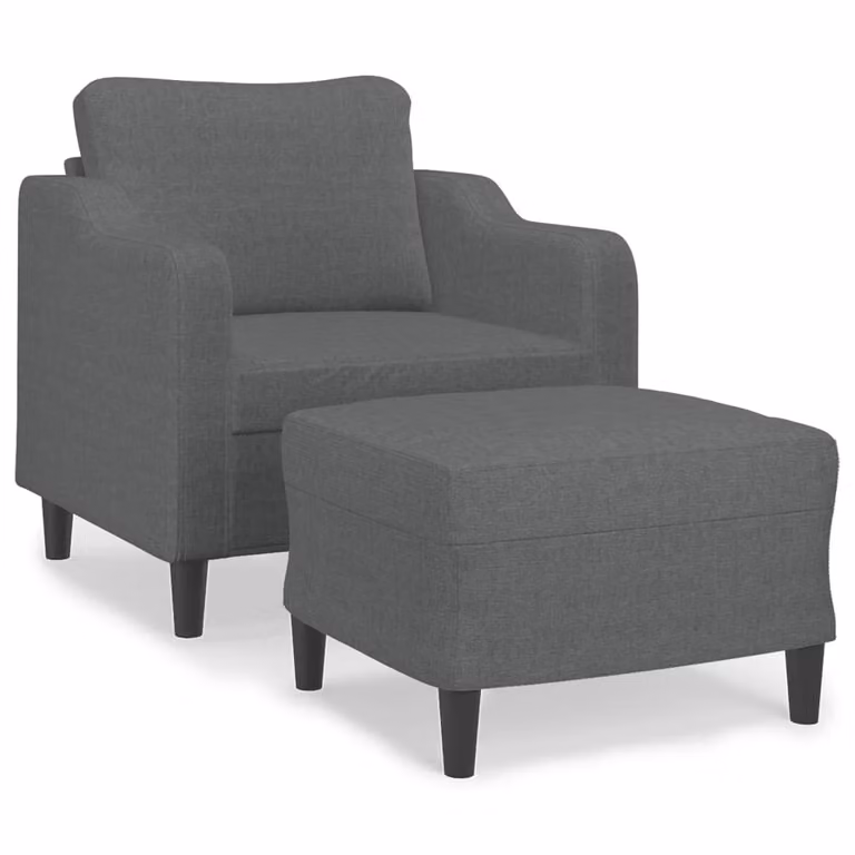 Poltrona con Poggiapiedi Grigio Scuro 60 cm in Tessuto