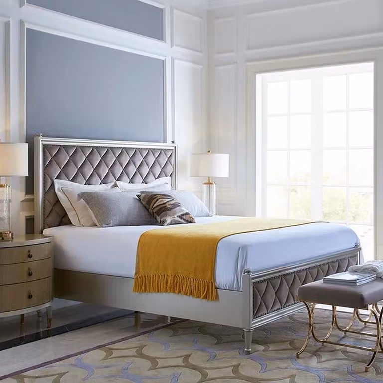 Klassisch Designer Bett Schlafzimmer Textil Leder Polster Italienische Möbel