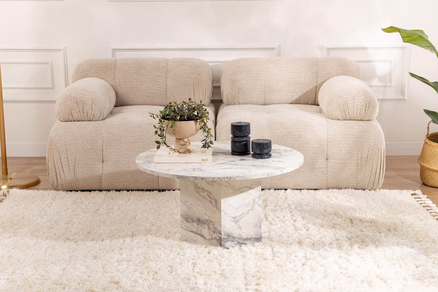 Skye Decor, Nova, tavolino, marmo fresia, 100 % MDF, 80 x 80 x 40
