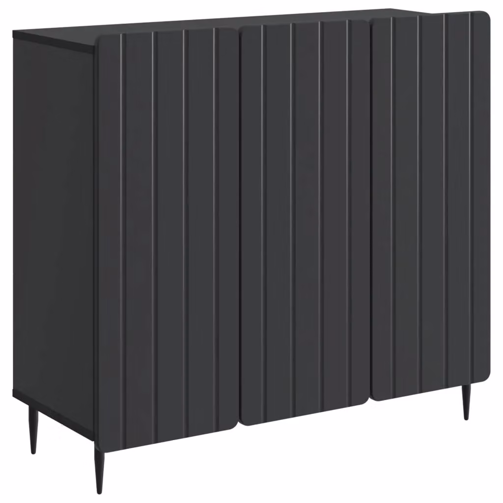 Credenza moderna vidaXL in legno MDF e metallo, colore nero opaco, L: 89 cm, P: 34,5 cm, H: 82 cm – 2