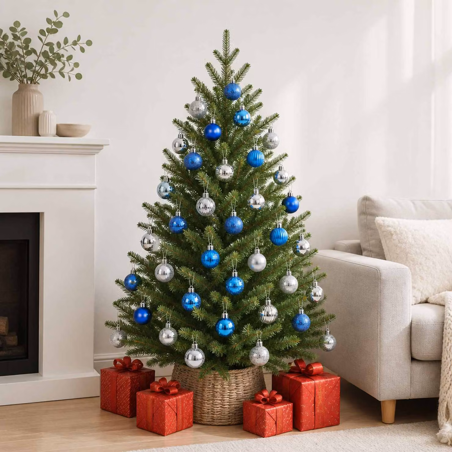 vidaXL Set di Palline di Natale 150 pz Blu e argento 3 cm Polistirolo