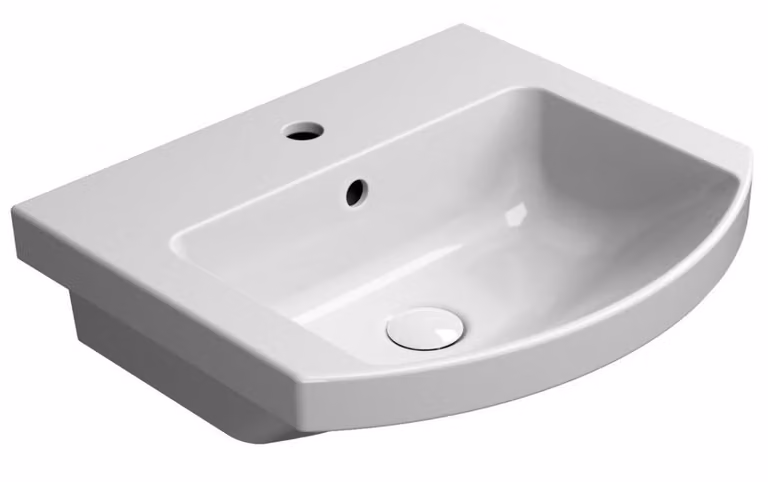 Sapho GSI Pura - Lavabo 51x45 cm, con sfioratore, foro per rubinetto, ExtraGlaze, bianco 8646111