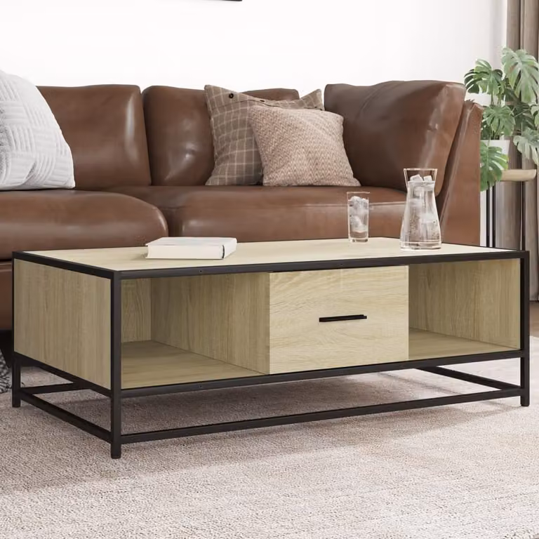 Maison Exclusive - Tavolino Sonoma in rovere 100x57x35 cm Materiale ligneo e metallo