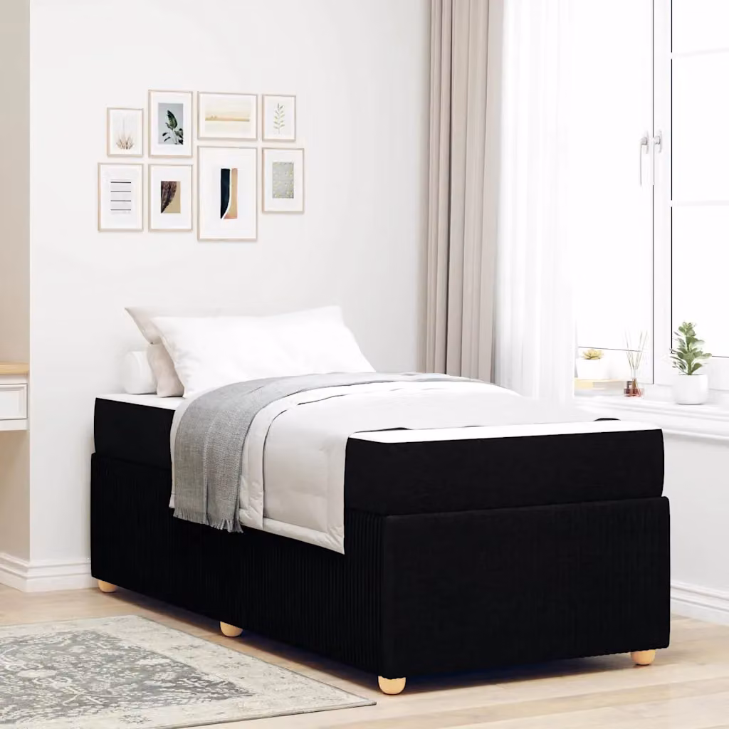 Struttura del letto imbottita vidaXL in tessuto nero, L 90 x P 200 cm – 1