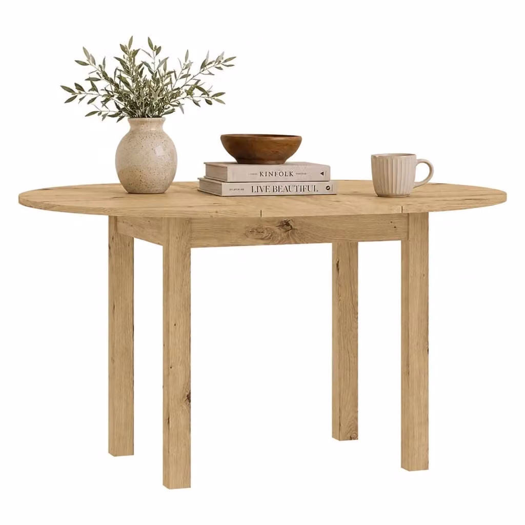 DMORA Tavolo Allungabile per 6 Persone in Rovere Marrone con Finitura Opaca e Stile Rustico L: 100 cm, P: 80 cm, H: 76 cm – 2