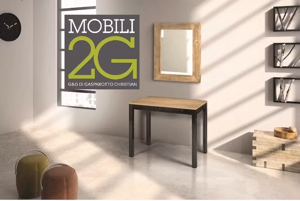 Consolle allungabile Mobili 2G in laminato rovere naturale e metallo nero stile industrial L: 90 cm, P: 50 cm – 1