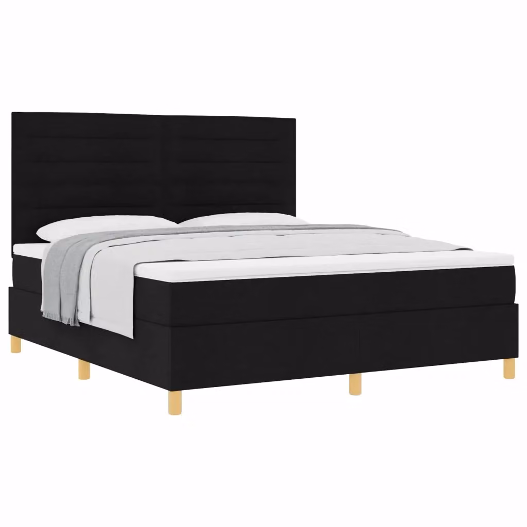 Letto a molle con materasso vidaXL in tessuto nero L 180 x P 200 cm – 2